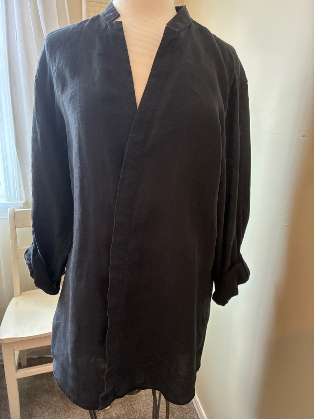 Murano Black Longline V-Neck Tunic